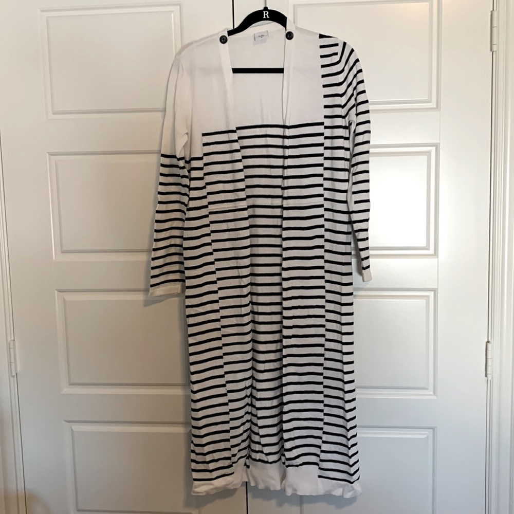 Cabi Nautical Striped Long Sweater (duster)